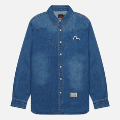 Мужская рубашка Evisu Heritage Wadaiko Daruma Bro Printed Denim Western, цвет синий, размер S