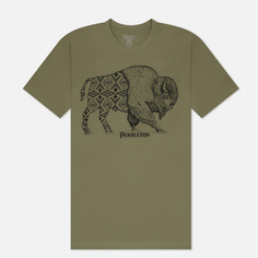 Мужская футболка Pendleton Jacquard Bison Graphic, цвет оливковый, размер M
