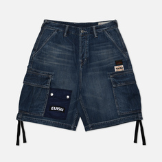 Мужские шорты Evisu Bogo Embroidered & Seagull Embroidered Cargo Denim, цвет синий, размер 32