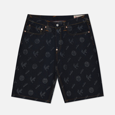 Мужские шорты Evisu Kamon Eagle All Over Print & Seagull Embroidered, цвет синий, размер 32