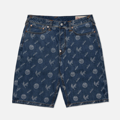 Мужские шорты Evisu Kamon Eagle All Over Print & Seagull Embroidered, цвет синий, размер 30