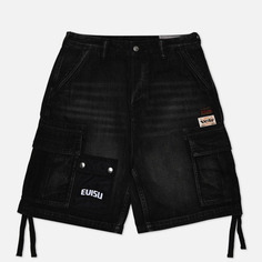 Мужские шорты Evisu Bogo Embroidered & Seagull Embroidered Cargo Denim, цвет чёрный, размер 34