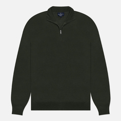 Мужская толстовка Hackett Garment Dyed Merino Half Zip, цвет оливковый, размер XL