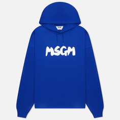 Мужская толстовка MSGM New Brush Stroke Logo Hoodie, цвет синий, размер L
