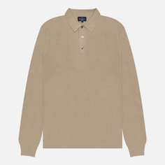 Мужской свитер Hackett Garment Dyed Merino Silk Polo, цвет бежевый, размер S