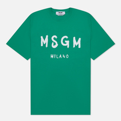 Мужская футболка MSGM Brush Stroke Logo, цвет зелёный, размер L