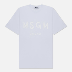 Мужская футболка MSGM Brush Stroke Logo, цвет белый, размер S