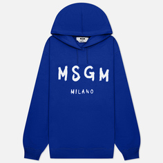 Женская толстовка MSGM Brush Stroke Logo Hoodie, цвет синий, размер XS