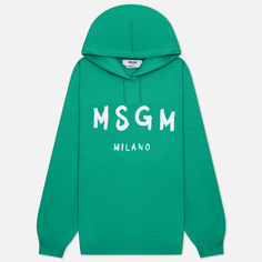 Женская толстовка MSGM Brush Stroke Logo Hoodie, цвет зелёный, размер L
