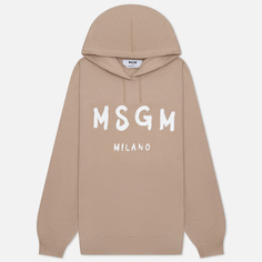 Женская толстовка MSGM Brush Stroke Logo Hoodie, цвет бежевый, размер XS