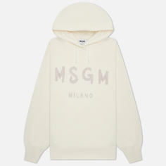 Женская толстовка MSGM Brush Stroke Logo Hoodie, цвет бежевый, размер XS