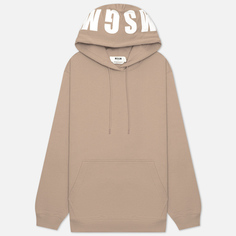 Женская толстовка MSGM Macrologo Print Hoodie Seasonal, цвет бежевый, размер XS