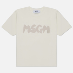 Женская футболка MSGM New Logo Brush, цвет бежевый, размер M