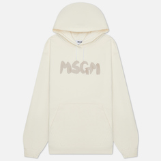 Женская толстовка MSGM New Logo Brush Hoodie, цвет бежевый, размер M