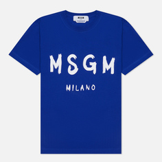 Женская футболка MSGM Brush Stroke Logo, цвет синий, размер M