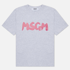 Женская футболка MSGM New Logo Brush, цвет серый, размер M