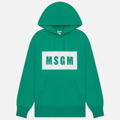 Мужская толстовка MSGM Box Logo Print Hoodie, цвет зелёный, размер XL