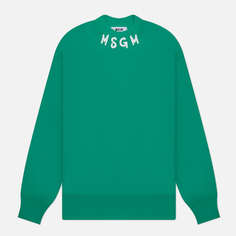 Мужская толстовка MSGM Collar Brush Stroke Logo, цвет зелёный, размер L