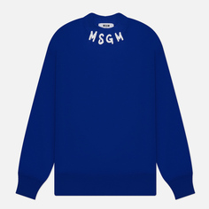 Мужская толстовка MSGM Collar Brush Stroke Logo, цвет синий, размер XL