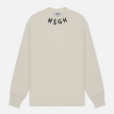 Мужская толстовка MSGM Collar Brush Stroke Logo, цвет бежевый, размер S