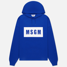 Мужская толстовка MSGM Box Logo Print Hoodie, цвет синий, размер S