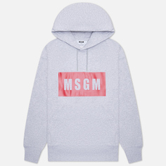Мужская толстовка MSGM Box Logo Print Hoodie, цвет серый, размер S