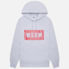 Мужская толстовка MSGM Box Logo Print Hoodie, цвет серый, размер S