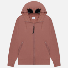 Мужская толстовка C.P. Company Diagonal Raised Fleece Zipped Goggle Hoodie, цвет коричневый, размер XXXL