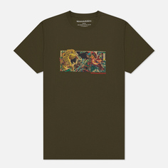 Мужская футболка maharishi Tiger vs. Samurai, цвет оливковый, размер XXL