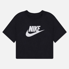 Женская футболка Nike Essential Cropped Icon Futura, цвет чёрный, размер S