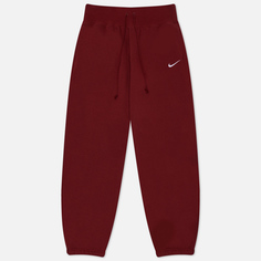 Женские брюки Nike Phoenix Fleece High-Waisted Oversized, цвет бордовый, размер XS