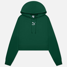 Женская толстовка Puma Classics Cropped Hoodie TR, цвет зелёный, размер L
