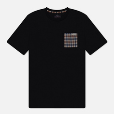 Мужская футболка Aquascutum Active Check Pocket, цвет чёрный, размер L
