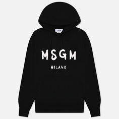 Мужская толстовка MSGM MSGM Milano Logo Brushed Hoodie, цвет чёрный, размер S
