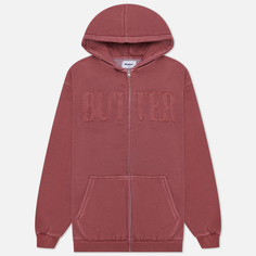 Мужская толстовка Butter Goods Fabric Applique Zip Hoodie, цвет бордовый, размер XL