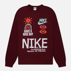Мужская толстовка Nike Nike Day French Terry Crew Neck, цвет бордовый, размер M