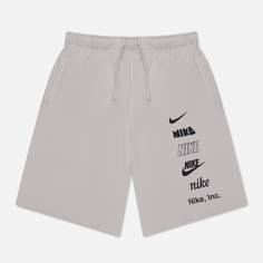 Мужские шорты Nike Club+ Fleece Multi Logo, цвет серый, размер M