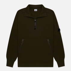 Мужская толстовка C.P. Company Diagonal Raised Fleece Quarter Zipped, цвет оливковый, размер L