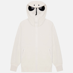 Мужская толстовка C.P. Company Diagonal Raised Fleece Explorer Goggle Full Zip, цвет белый, размер XL
