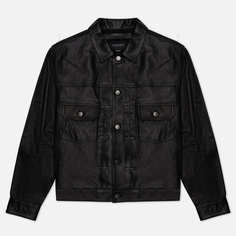 Мужская демисезонная куртка EASTLOGUE Trucker Leather, цвет чёрный, размер M