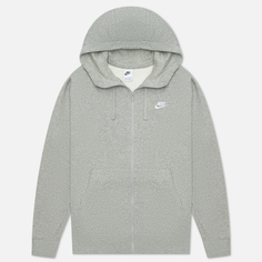Мужская толстовка Nike Club Fleece Full Zip Hoodie, цвет серый, размер XL