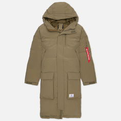 Мужской пуховик Alpha Industries Long Puffer Parka, цвет оливковый, размер XXXL