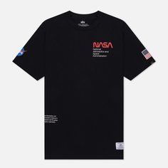 Мужская футболка Alpha Industries NASA Worm Logo Gen II, цвет чёрный, размер XXL