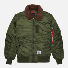 Мужская куртка бомбер Alpha Industries B-15 Mod Flight Faux Mouton Collar, цвет оливковый, размер L