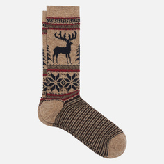 Носки Anonymous Ism Wool Deer Snow Jacquard Crew, цвет бежевый, размер 44-46 EU