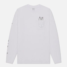 Мужской лонгслив RIPNDIP Lord Nermal Pocket, цвет белый, размер M