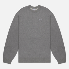 Мужская толстовка Nike Solo Swoosh Fleece Crew Neck, цвет серый, размер M