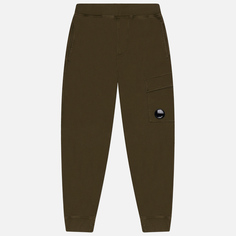 Мужские брюки C.P. Company Brushed & Emerized Diagonal Fleece Cargo Track, цвет оливковый, размер S