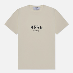 Женская футболка MSGM New Spray Big Logo, цвет бежевый, размер S