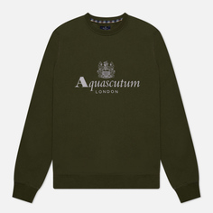 Мужская толстовка Aquascutum Active Big Logo Crew Neck Fleece, цвет зелёный, размер S